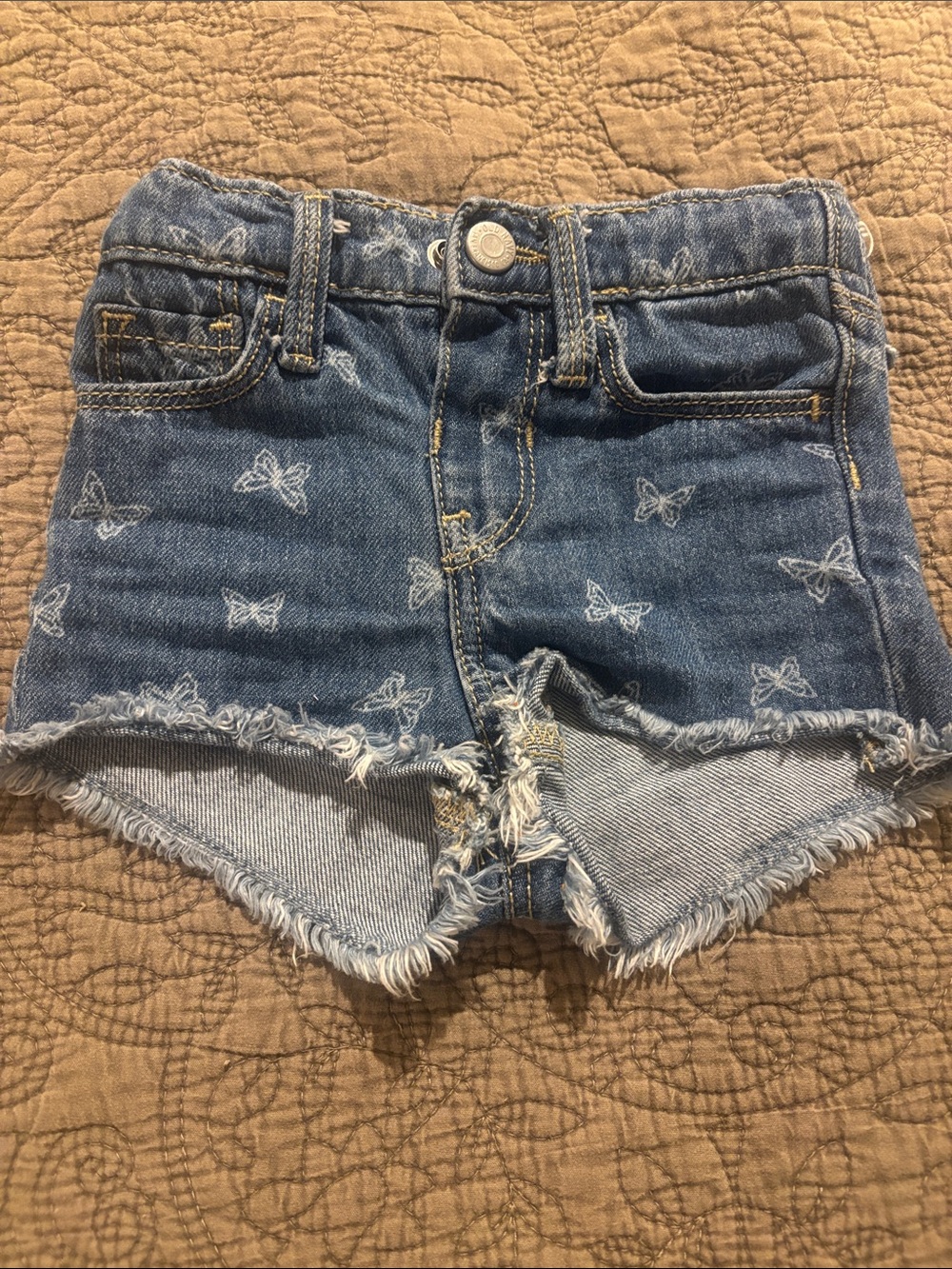 Old Navy Denim Butterfly Print Frayed-Hem Shorts - Blue